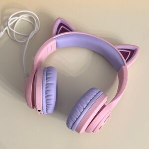 Pink light up Cat Ear Headphones kids